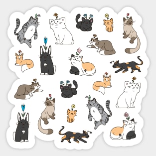 Cat Flower Party Sticker